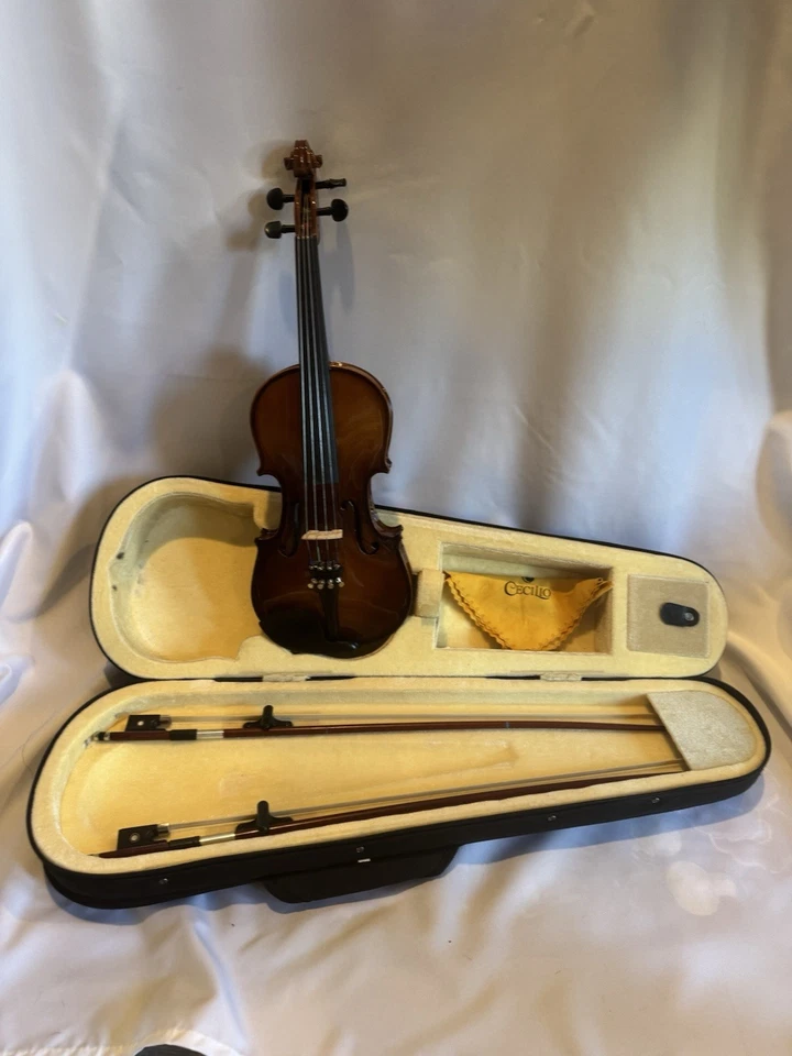 Violín Cecilio para niños principiantes 1/2 con estuche rígido 2 arcos y 2 puentes Foto 4 de 4