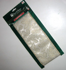 NEW Trim A Home Christmas Garland Ribbon Gold Wire Edge 4 inch W 9 Ft Holly
