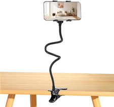 Gooseneck Phone Holder for Bed, Flexible Arm Clip, Lazy Bracket Desk Mount, New