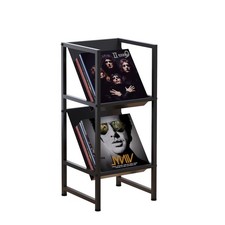 Stylish 2-Tier Black Metal Vinyl Record Storage Holder for Your Collection