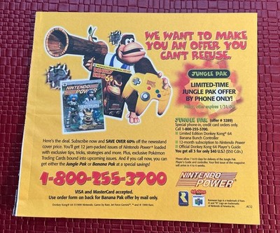 DK 64 Controller Nintendo Power Renewal Form  7  x 8 