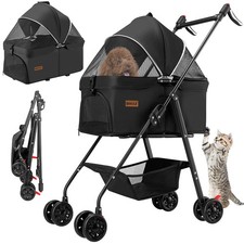 Passeggino per Animali Domestici Cestello Rimovibile Carrozzina Cani Gatti Nero