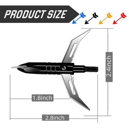 12pcs Black Raging Broadheads 2.3" Cut Expandable Crossbow Arrow Tips Box-packed - Picture 2 of 7