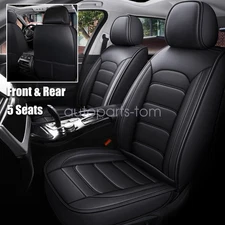 Perforated Leather Seat Cover Front & Rear Protector Cushion For Toyota Black