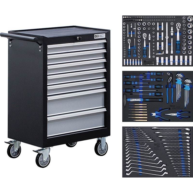 carrello porta utensili 7 cassetti, con 263 utensili - codice bgs6062 FBGS6062 B