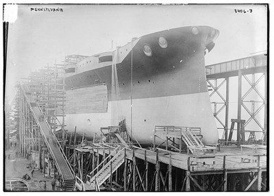 Photo:Battleship Pennsylvania Under Construction Shipyard ca 1910
