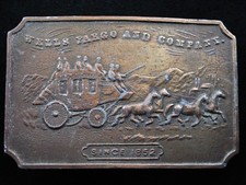 RH15109 VINTAGE 1970s WELLS FARGO AND COMPANY SINCE 1852 BELT BUCKLE