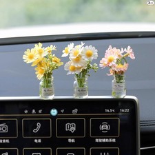 Daisy Flower Car Accessories For Women Interior Aesthetic 3 Pcs Daisy Cute Car
