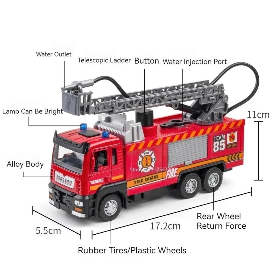 Fire Rescue Australa 1:32 Scale Fire Rescue Water Spray Truck Engine Ladder Toy Sound Light ...