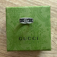 Gucci Ring 925 Sterling Silver Black Enamel - Men's Size 11