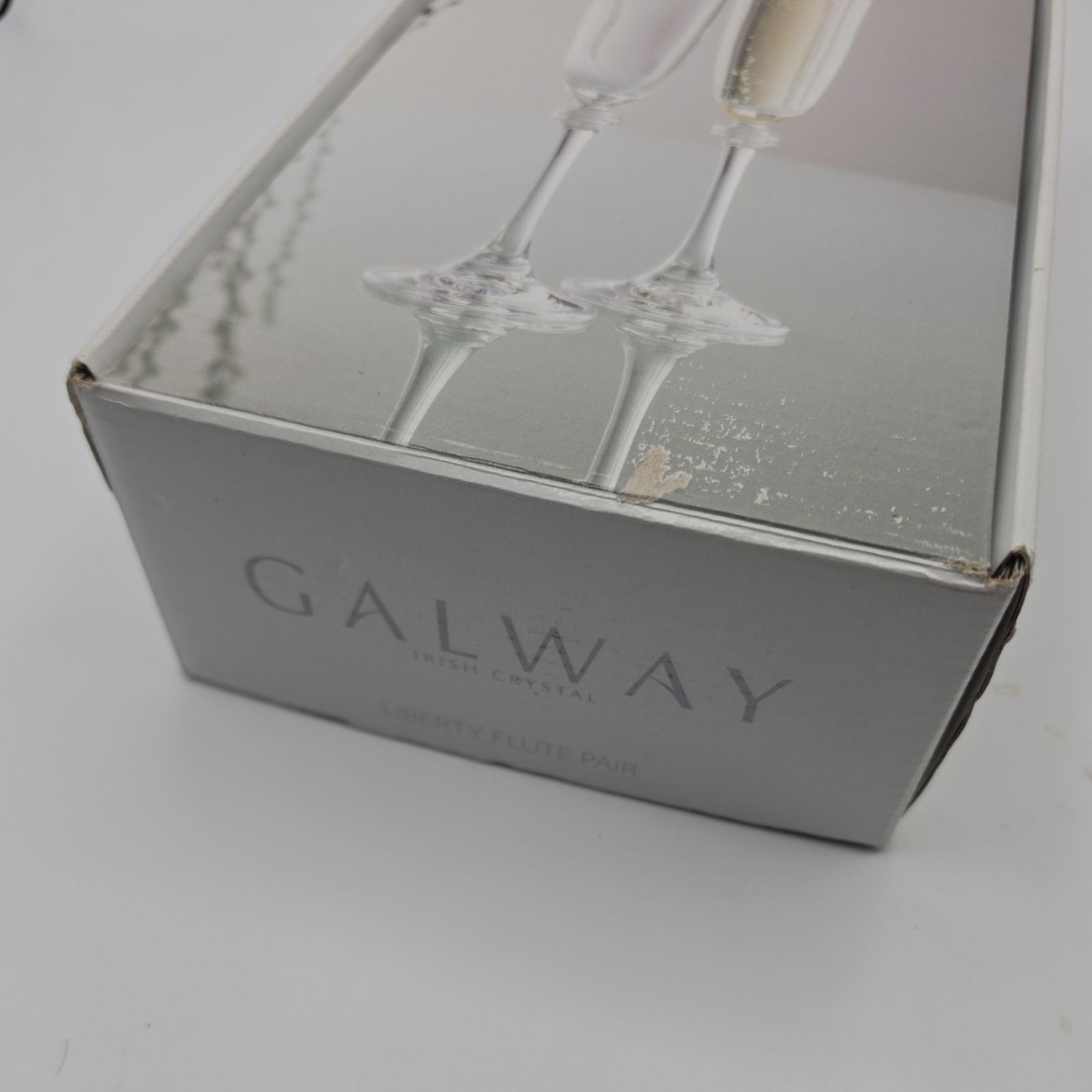 Galway Irish Crystal Liberty Flute  pair boxed claddagh ring shamrock