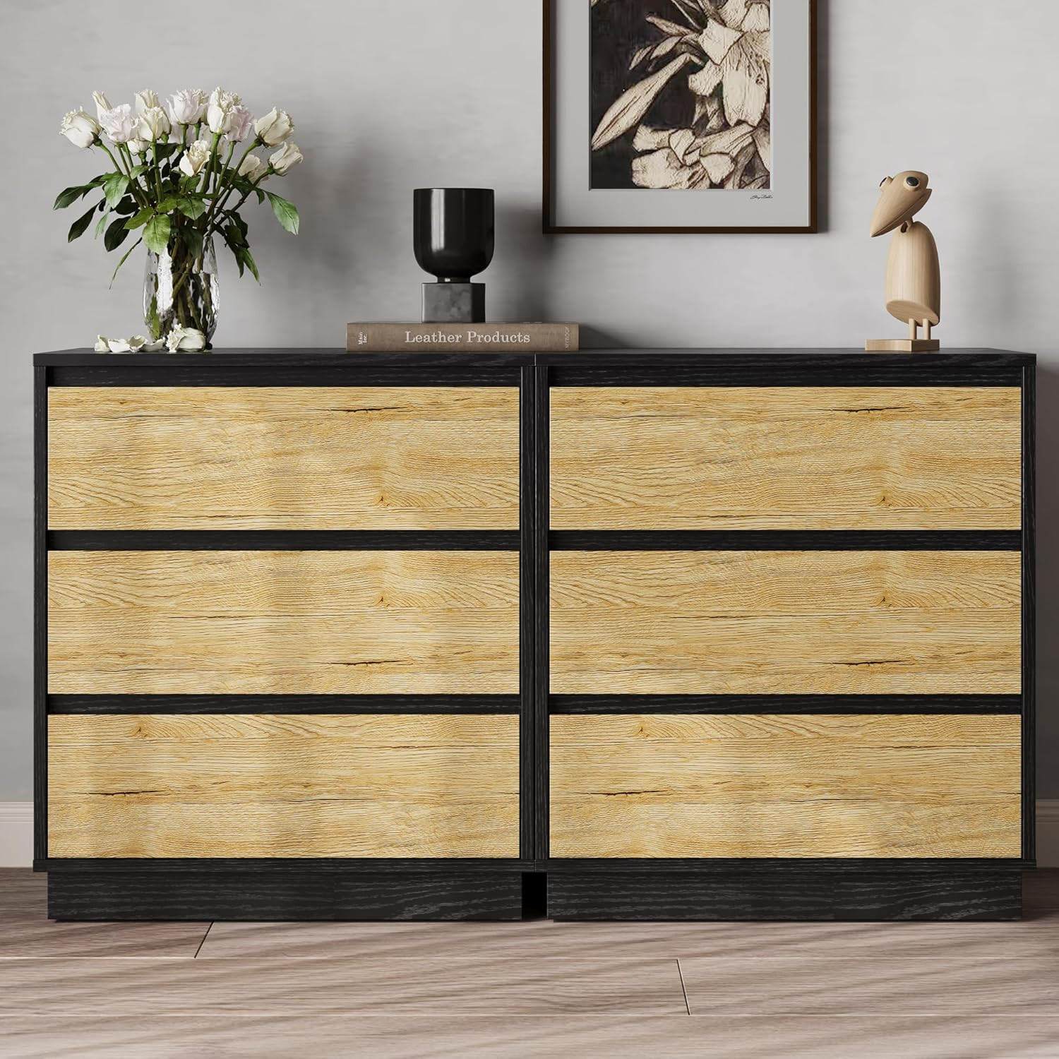 Large Nightstand for Bedroom, Tall End Table with 3 Drawers, Large Bedside Table