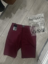 32 Red Burgundy Slim Fit Chino Shorts BoohooMan
