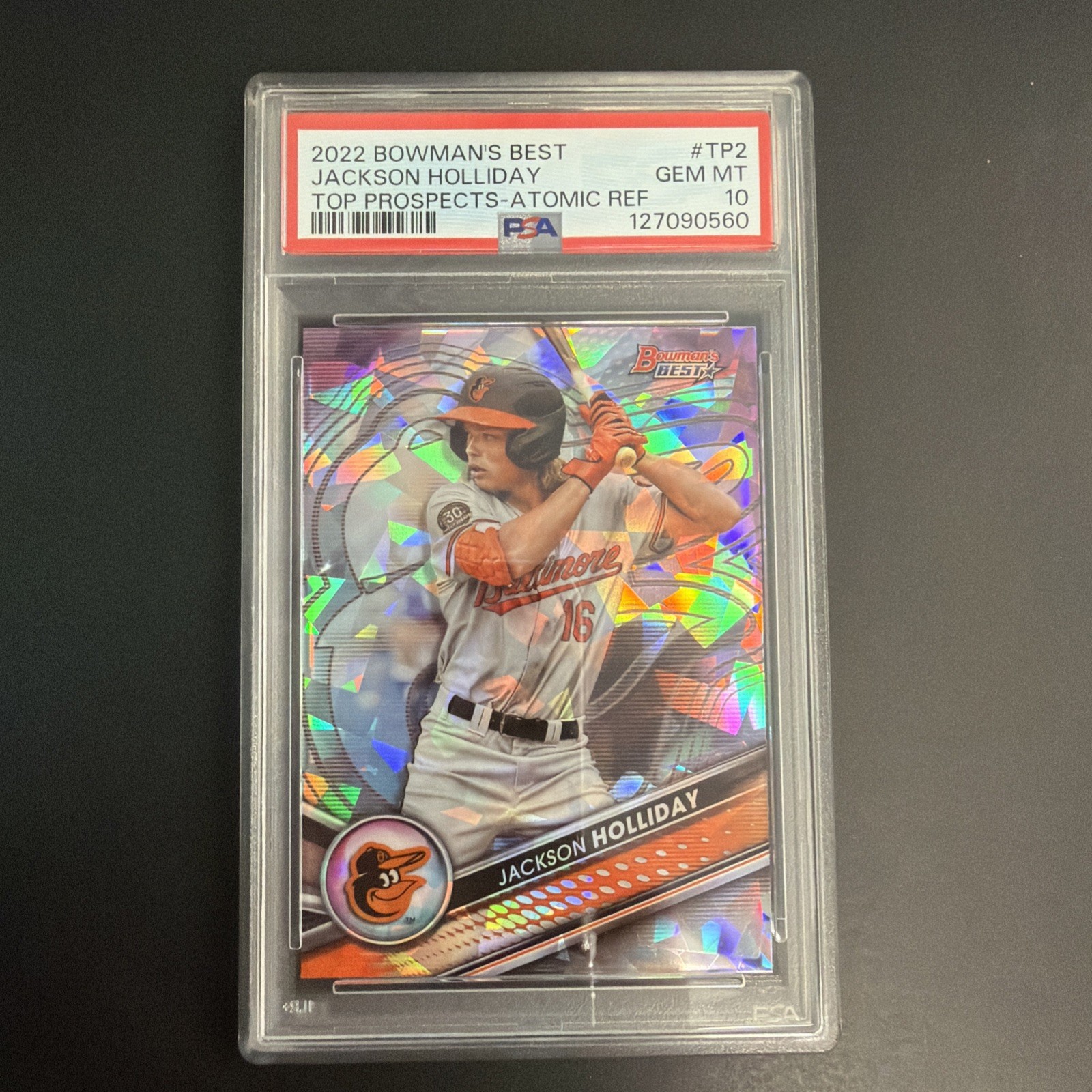 2022 Bowman's Best - Top Prospects Jackson Holliday #TP-2 Atomic Refractor (RC)