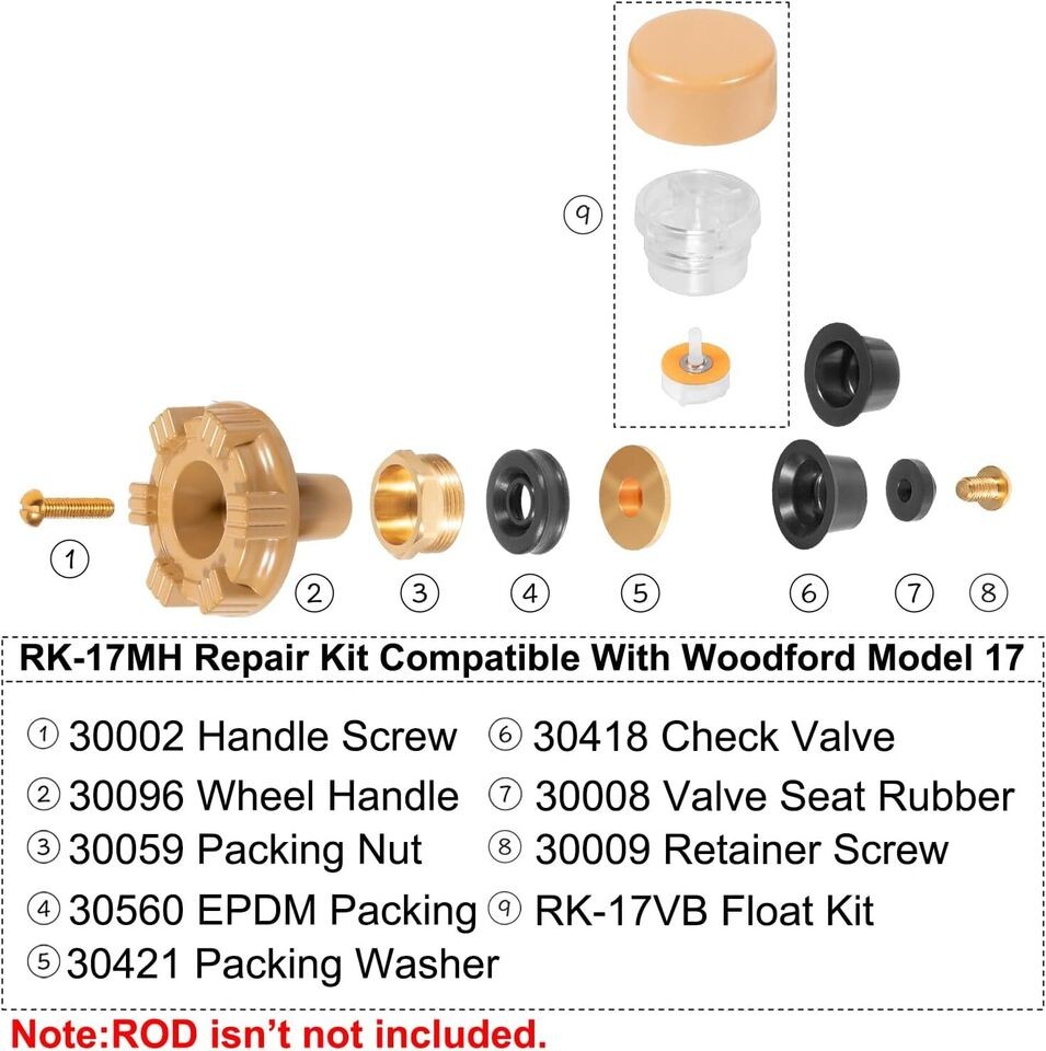 RK-17MH Metal Handle Repair Kit for Woodford Model 17 Outdoor Faucet Frost-Proof