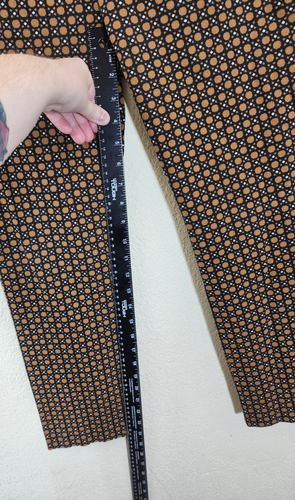 Anthropologie Essential Pantalone Slim Donna 8 Marrone Geometrico Elasticizzato Zip Laterale - Foto 6 di 9