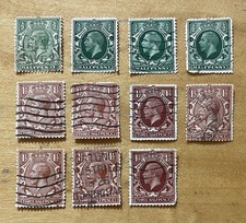 Great Britain Postage Stamp Lot Of 11 King George V 1910-1936 Color Variety