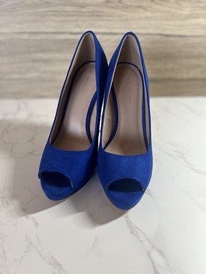 Dorothy Perkins Damenschuhe Größe 6 blau Wildlederimitat hoher Absatz offene Zehenpartie elegant