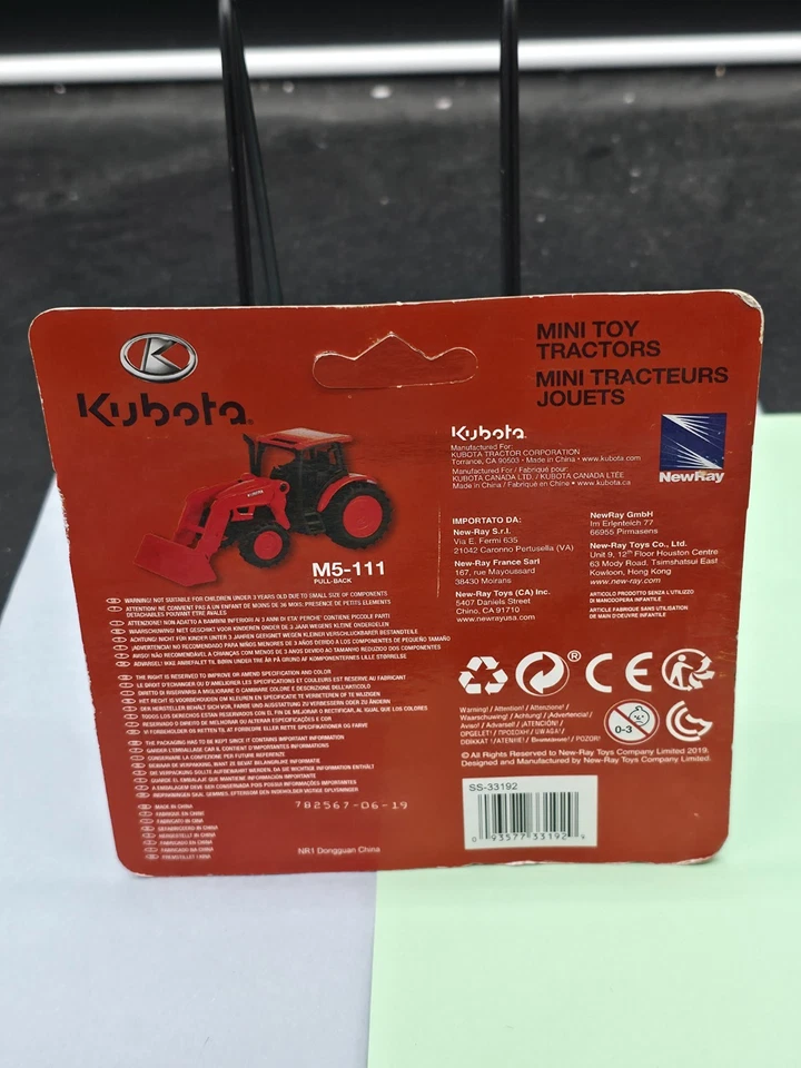 1/43 Scale Kubota M5-111 Utility Tractor w/ Loader Toy Model (4") New-Ray 34197 - Image 2 of 2