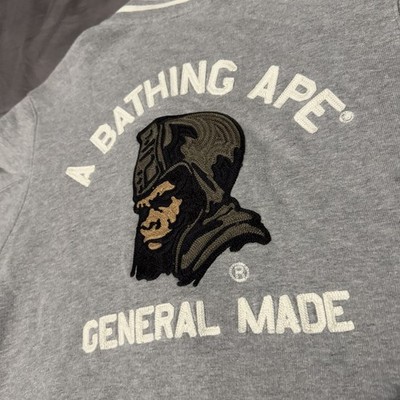 BAPE General embroidery Sweat varsity jacket bomber Gray A Bathing Ape Small