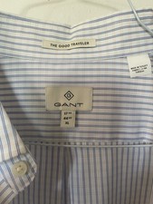 Gant Mens Dress Shirt Long Sleeve Blue/White Size XL "The Good Traveler"