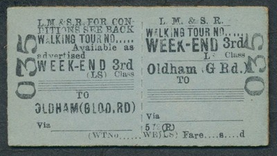 Bahnticket LMS aus Oldham (glod. Rd) unissued no Buyers Fee CH3483