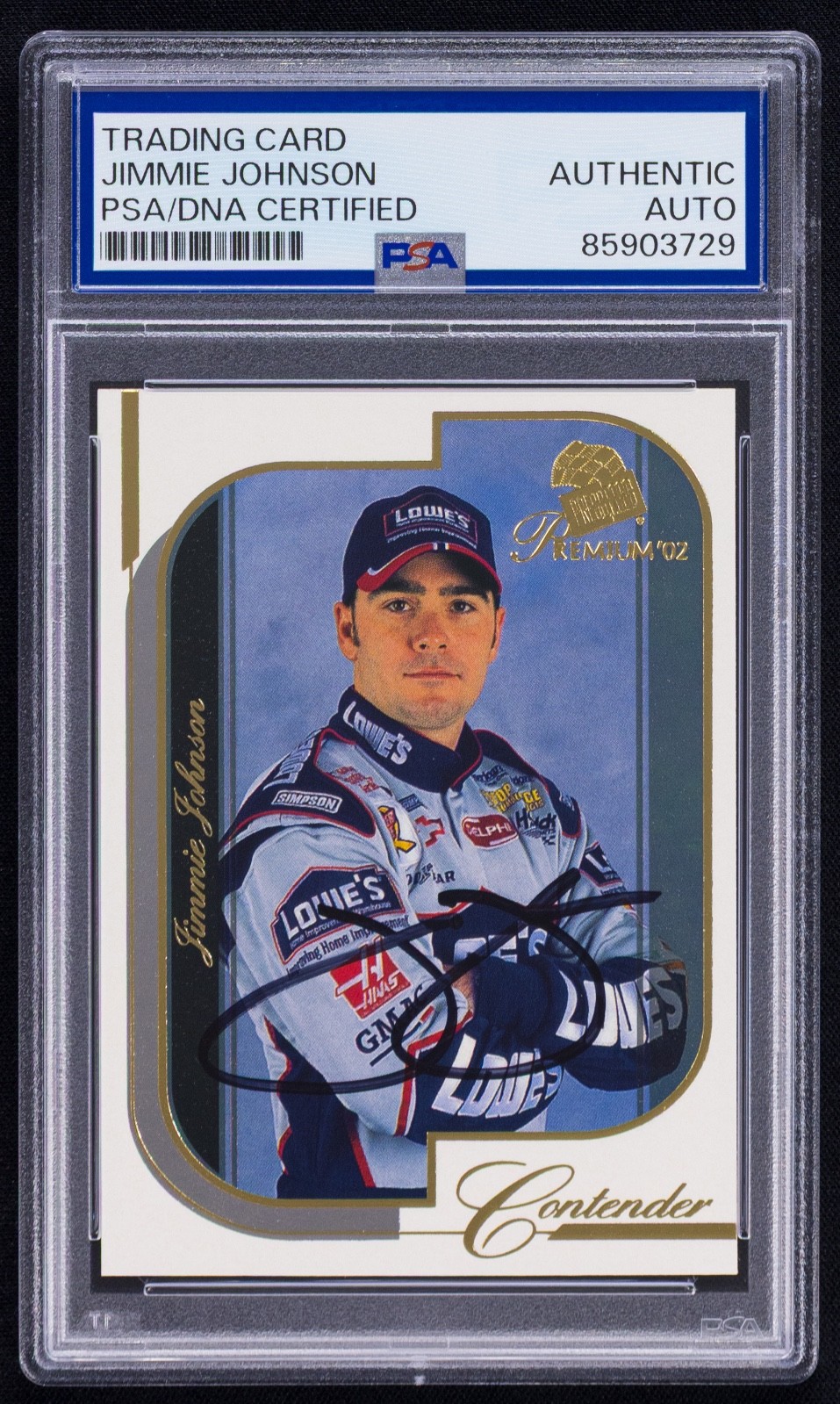 Jimmie Johnson Signed 2002 Press Pass Premium Card #13 (PSA) NASCAR Racing Auto view 1