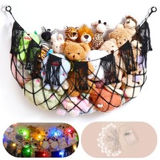 Creative Stuffed Animal Storage Hammock with Lights - Plushie Net Hammock for St