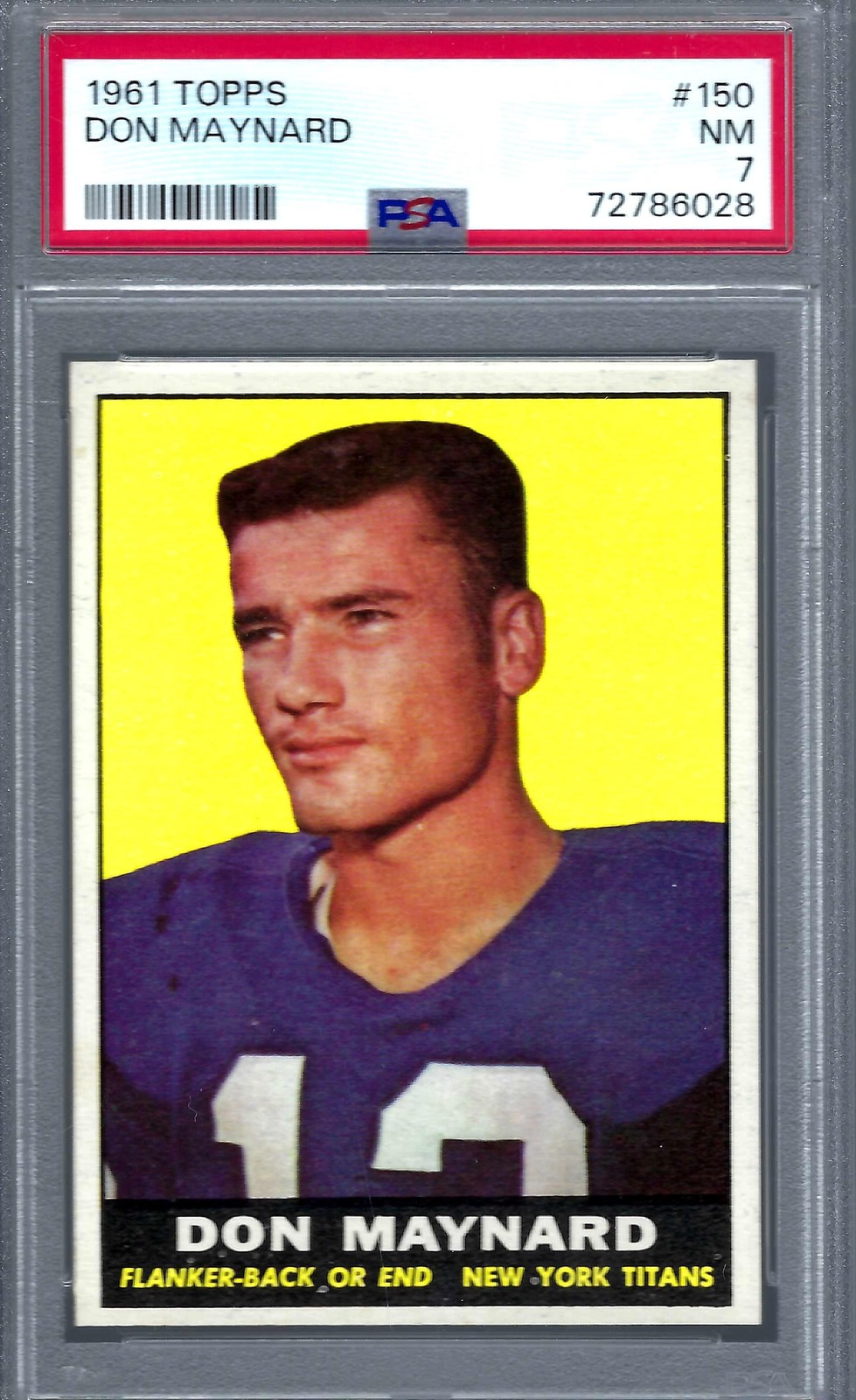 1961 Topps FB #150 PSA 7 Don Maynard Titans 150