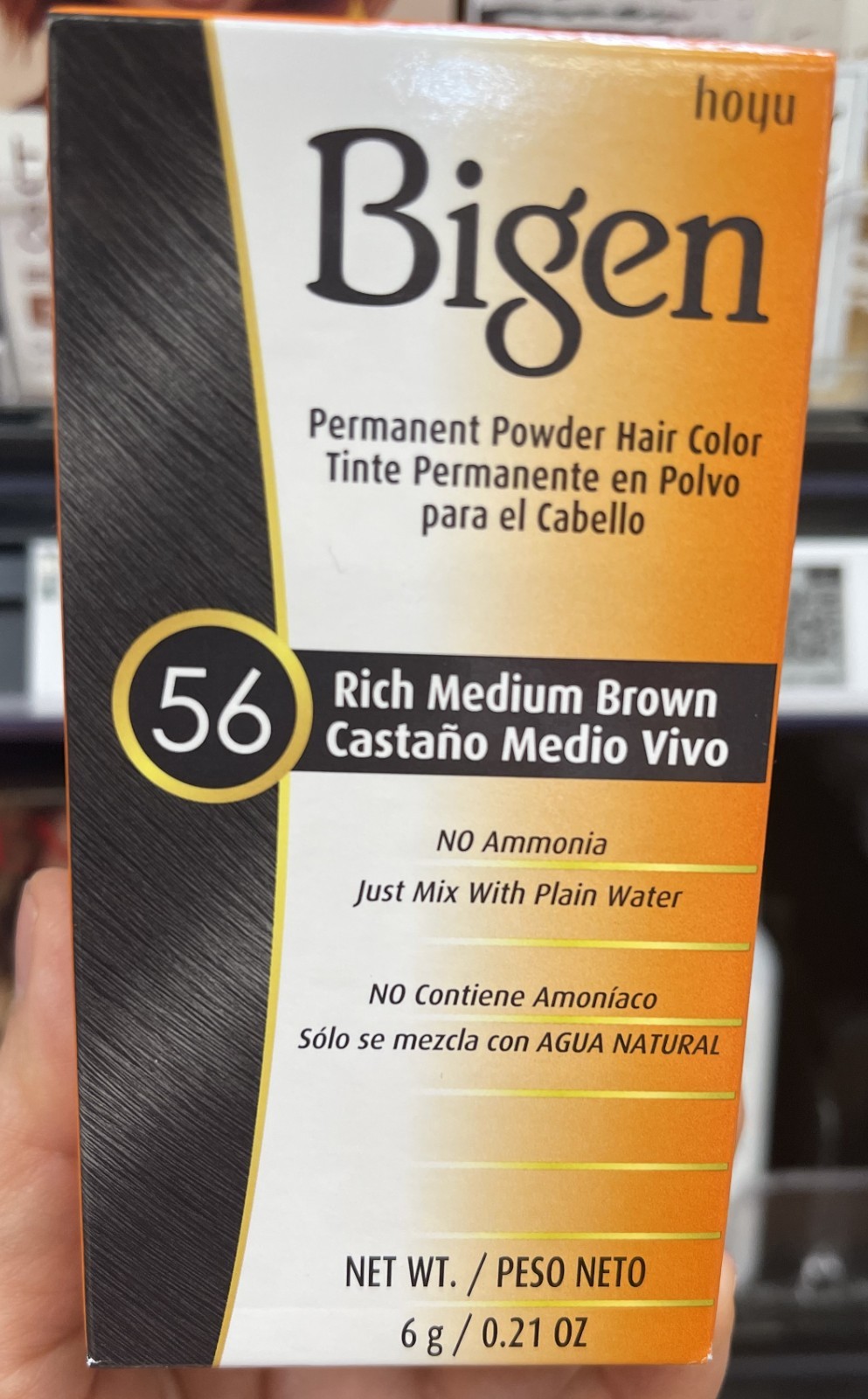 3 PACKS OF BIGEN, PERMANENT POWDER HAIR COLOR, #56 RICH MED BROWN, FREE SHIPPING