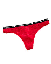 Victoria's Secret PINK Logo Lace Thong Panty Red