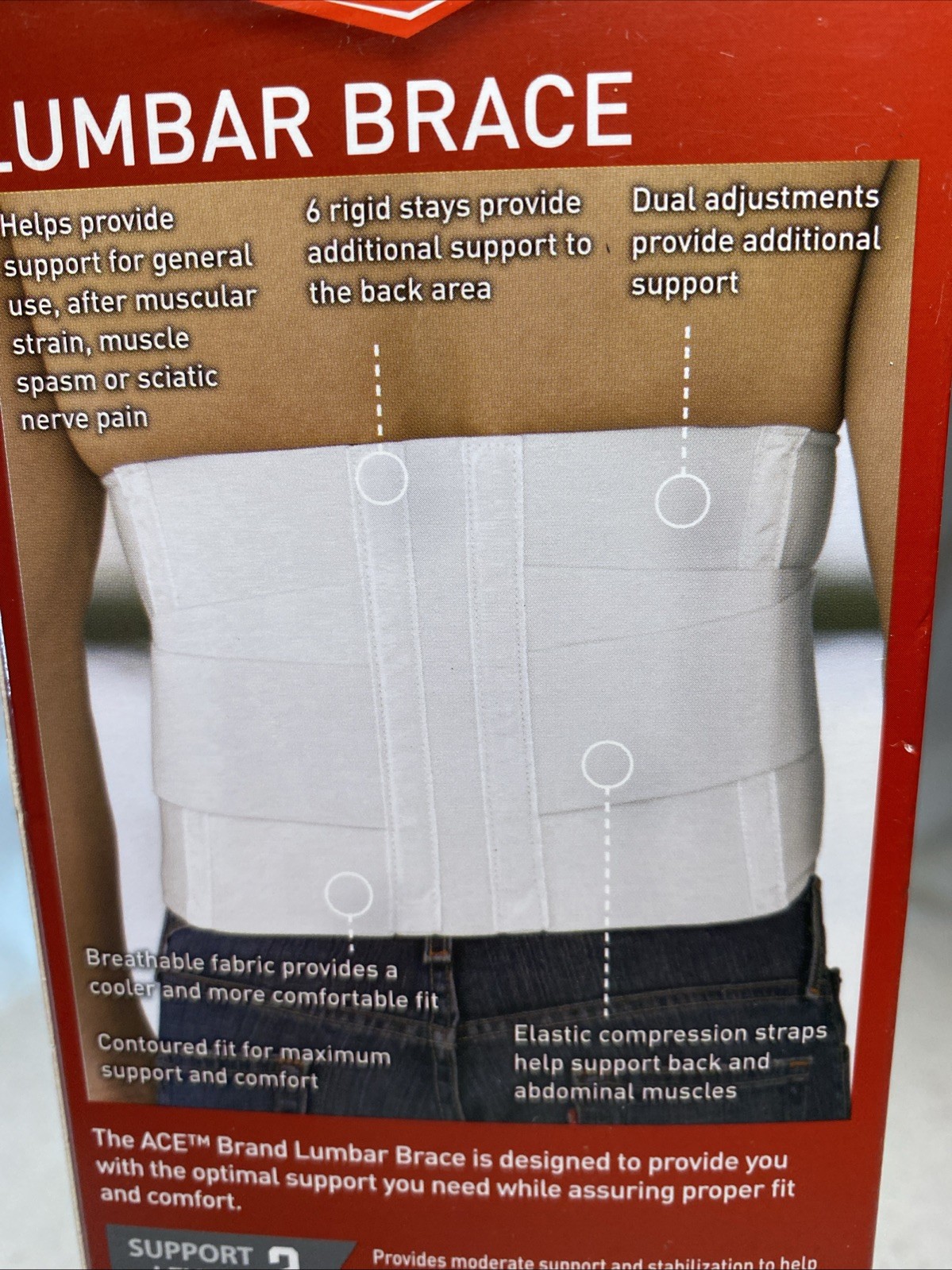 ACE 3M Wide Lumber Brace, Adjustable Size, Support Level 2, White