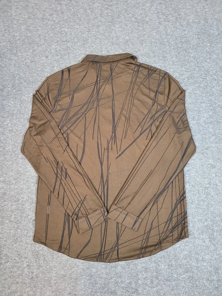 Camisa John Varvatos Phoenix Grabada Para Hombre Talla M Marrón Manga Larga Burnout Foto 3 de 4