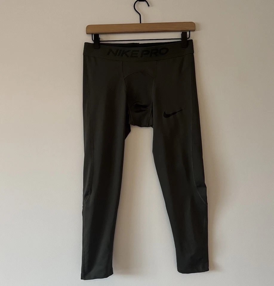 Pantalones de Gimnasio Nike Pro Dri-Fit TIGHT FIT Talla Mediana Verde Oliva Entrenamiento Correr Foto 3 de 4