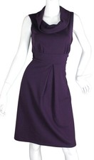 {SPENCE} Purple Midi Dress sz. 8 Cowl Neckline Sleeveless Stretch Pleat