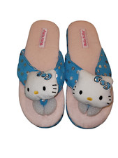 Hello Kitty Womens Plush House Shoes Slippers Thongs MEDIUM SIZE 7-8 AVON Polka