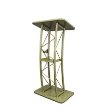 Light Green Hue Gold Color Curved Podium Church Podium Truss Metal Wood Pulpit