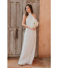 Show Me Your Mumu Jasmine White Satin Halter Maxi Dress Size Medium