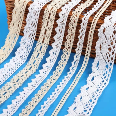 1Meter Weiß Beige Baumwollfaden Spitze Spitzenband DIY Spitzenborte deko Spitzen - Bild 1 von 4