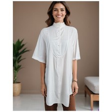 LAUREN Ralph Lauren White 100% Cotton Shirt Dress Tunic Lightweight Women's Sz 8