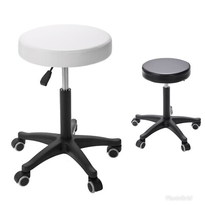 Kriphora Adjustable Hydraulic Rolling Swivel Salon Stool Chair in White - 1PCS