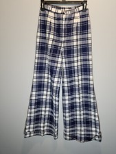 Vintage 1970s Bobbie Brooks Plaid Bell Bottom Cuffed Pants Union Label
