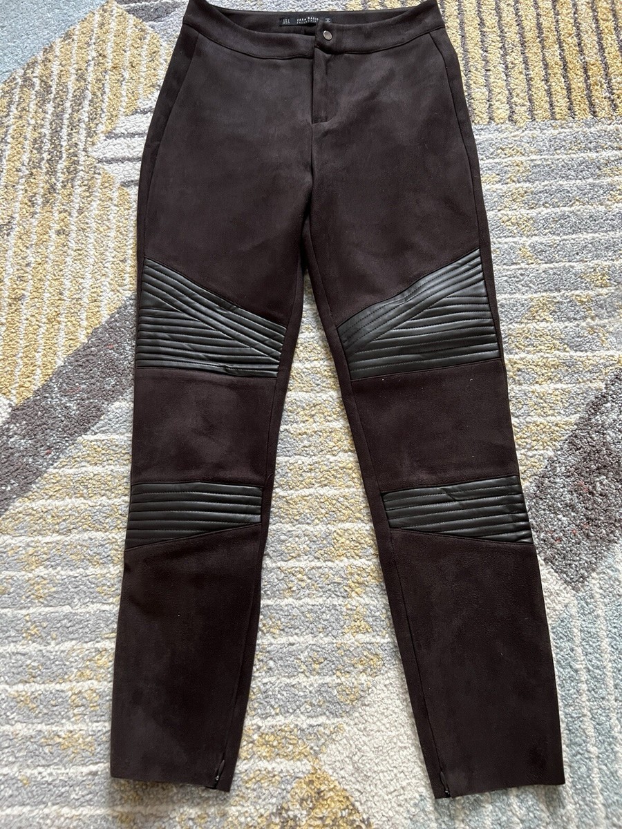Suede And Faux Leather Pants small Zara UK