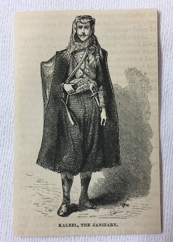 1872 small magazine engraving ~ KALEEL, THE JANIZARY Syria