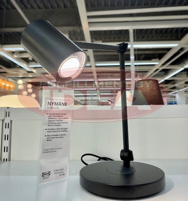 New IKEA NYMANE Anthracite Work Lamp Wireless Charging 67 cm (26