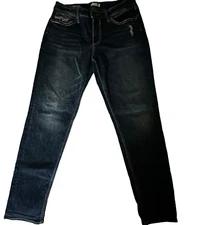 Vigoss Jeans Blue Ankle Boyfriend White Stitch Detail Pockets Size 12 Womens