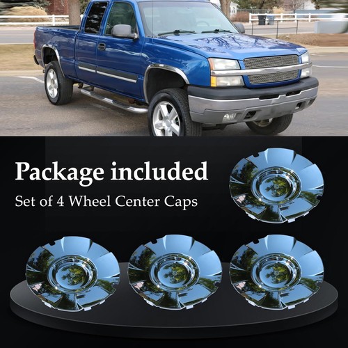 4 Pieces Chrome Wheel Center Cap Fits for 2007 Chevrolet Silverado Classic Style - Picture 6 of 6