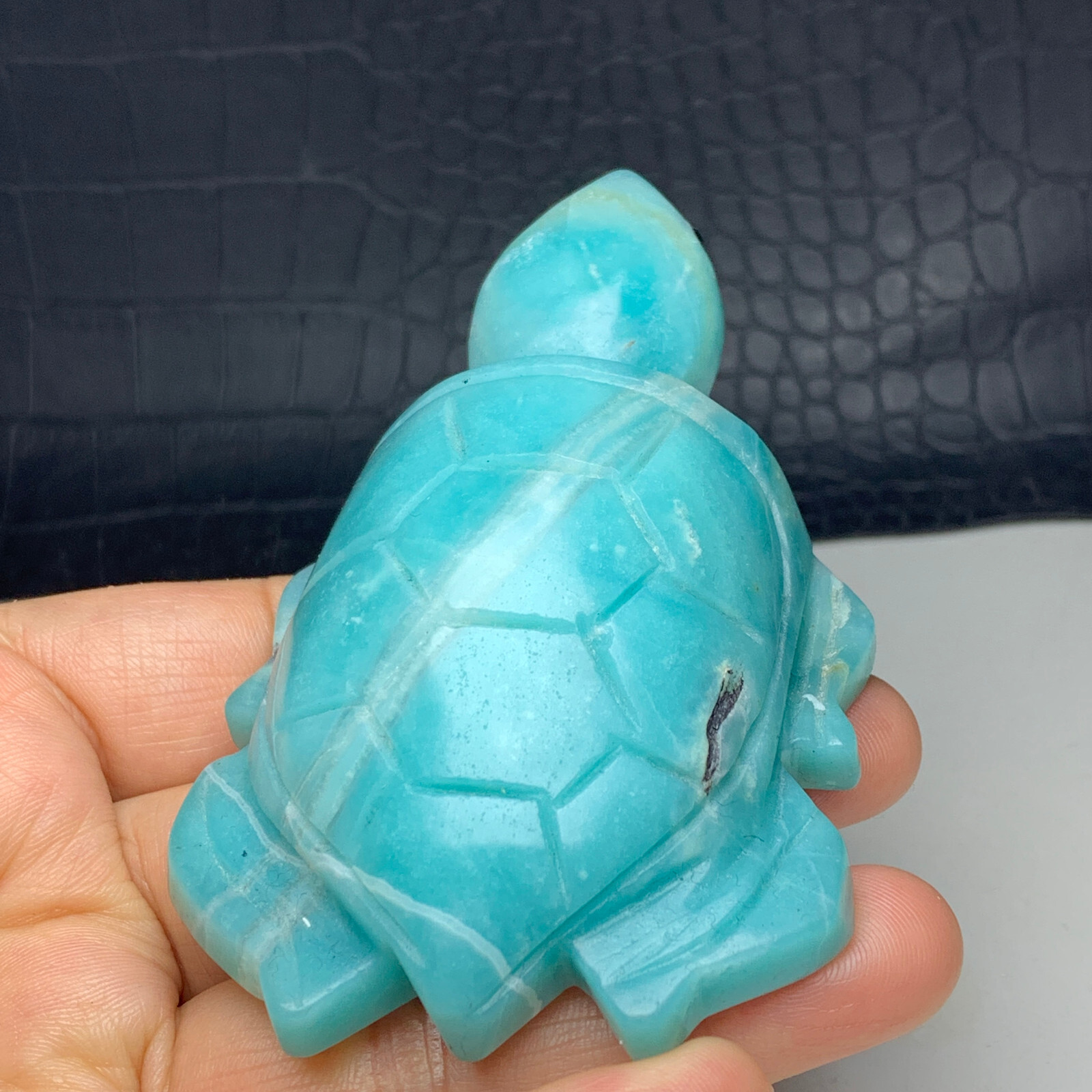 Natural Crystal Mineral Specimen. Amazon Stone. Handcarved Sea Turtle