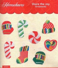 SHARE THE JOY Plastic Canvas Ornaments Kit - 8 Plastic Canvas Ornaments - NEW