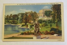 Vintage Postcard ~ Fine Arts Gardens Sun Dial & Severance Hall ~ Cleveland Ohio
